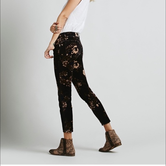 Free People Pants - Free People Velvet Floral Print Pants 26